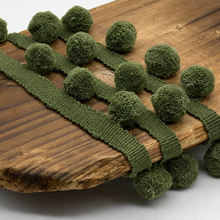 Cargar imagen en el visor de la galería, Olive green pompom trim

