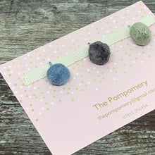 Load image into Gallery viewer, LIMITED EDITION Slate, Smoke Grey and Country Blue pompom Sample card
