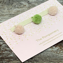 Load image into Gallery viewer, Meadow and Faded Rose pompom trim on plain braid Sample card
