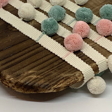 Laden Sie das Bild in den Galerie-Viewer, duck egg, ivory, and candy pink pompom trim on plain braid
