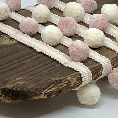 Faded Rose and Ivory Pompom trim on matching braid