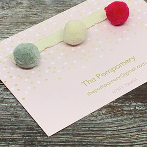 LIMITED EDITION Mouse grey, Ivory, and Raspberry Pompom sample card