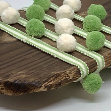 Load image into Gallery viewer, Parsley and Ivory Pompom trim on matching braid
