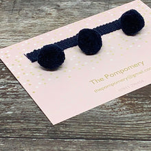 Load image into Gallery viewer, Navy plain pompom with navy braid sample card

