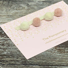 Laden Sie das Bild in den Galerie-Viewer, Colourway 9 - Blush Pink and Ivory  Pompom Mini sample card

