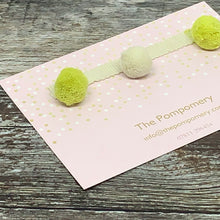 Load image into Gallery viewer, LIMITED EDITION Faded Lime and Ivory pompom sample card
