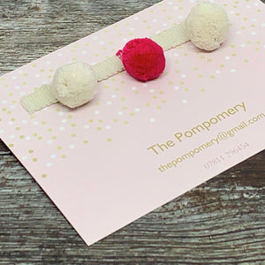 Faded Raspberry and Ivory Pompom sample card